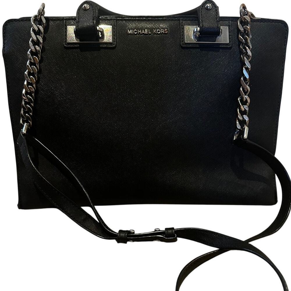Michael Kors Large Quinn Black Saffiano Leather Satchel